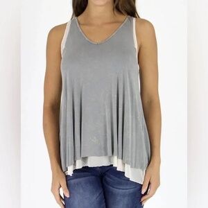 Grace & Lace Tiered Mesh Tank / Grey / L